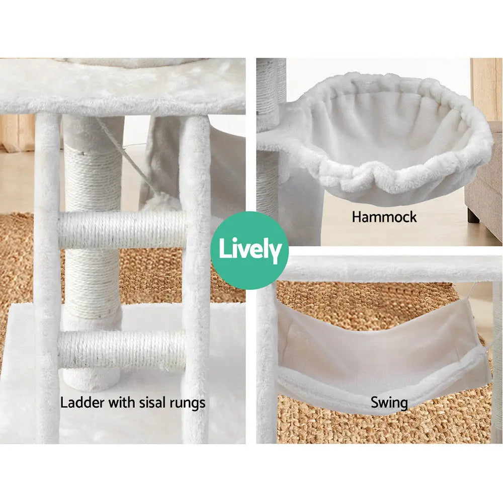 i.Pet Cat Tree 141cm Tower Scratching Post Scratcher Condo Wood House Bed Beige - Paws & Palettes