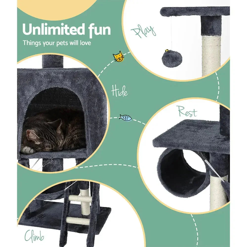 i.Pet Cat Tree 144cm Tower Scratching Post Scratcher Wood Condo Toys House Bed Dropshipzone