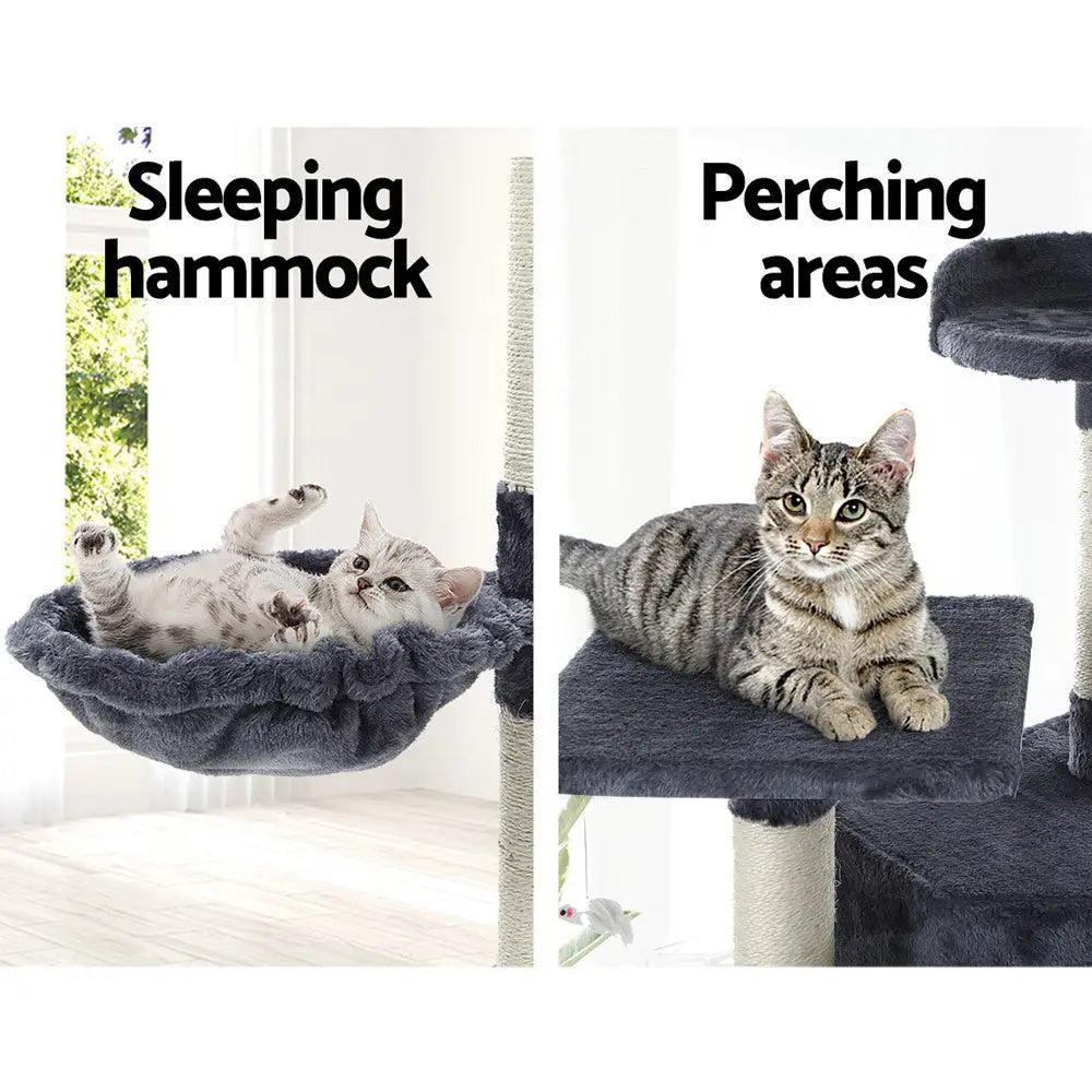 i.Pet Cat Tree 203cm Tower Scratching Post Scratcher Condo Trees House Bed Grey - Paws & Palettes