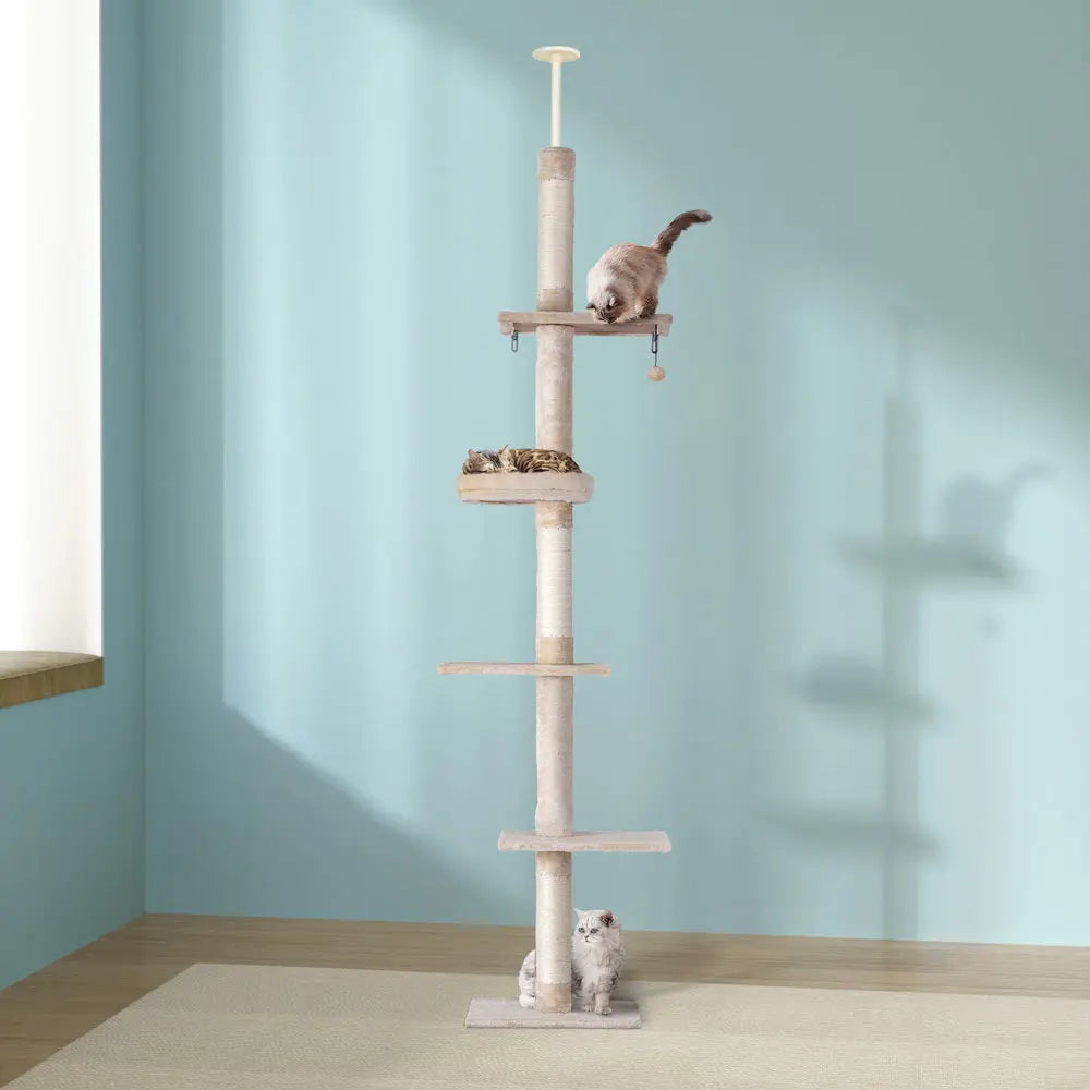 i.Pet Cat Tree 290cm Tower Scratching Cats Post Scratcher Floor to Ceiling Bed - Paws & Palettes