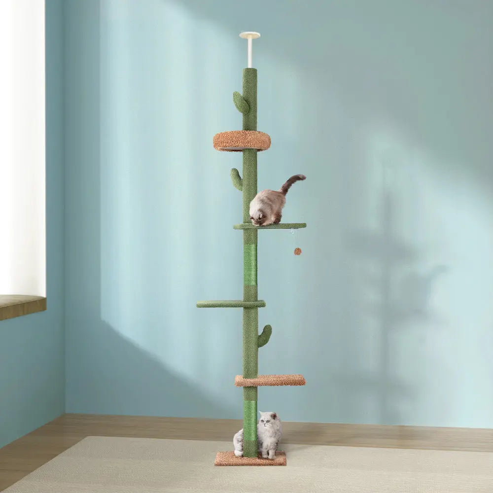 i.Pet Cat Tree Tower Scratching Post Scratcher Floor to Ceiling Cats Bed 290cm - Paws & Palettes