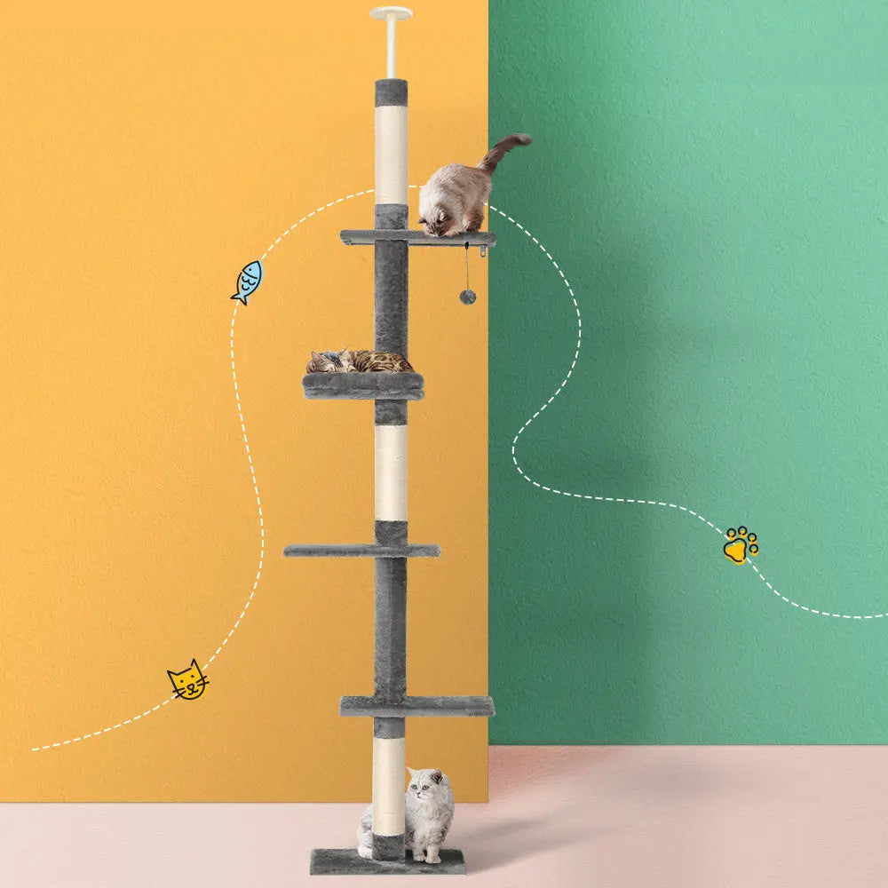 i.Pet Cat Tree 290cm Tower Scratching Post Scratcher Floor to Ceiling Cats Bed - Paws & Palettes
