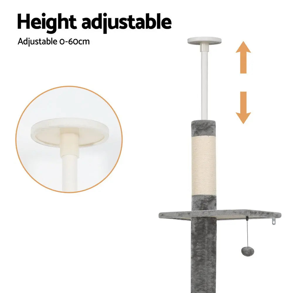 i.Pet Cat Tree 290cm Tower Scratching Post Scratcher Floor to Ceiling Cats Bed - Paws & Palettes