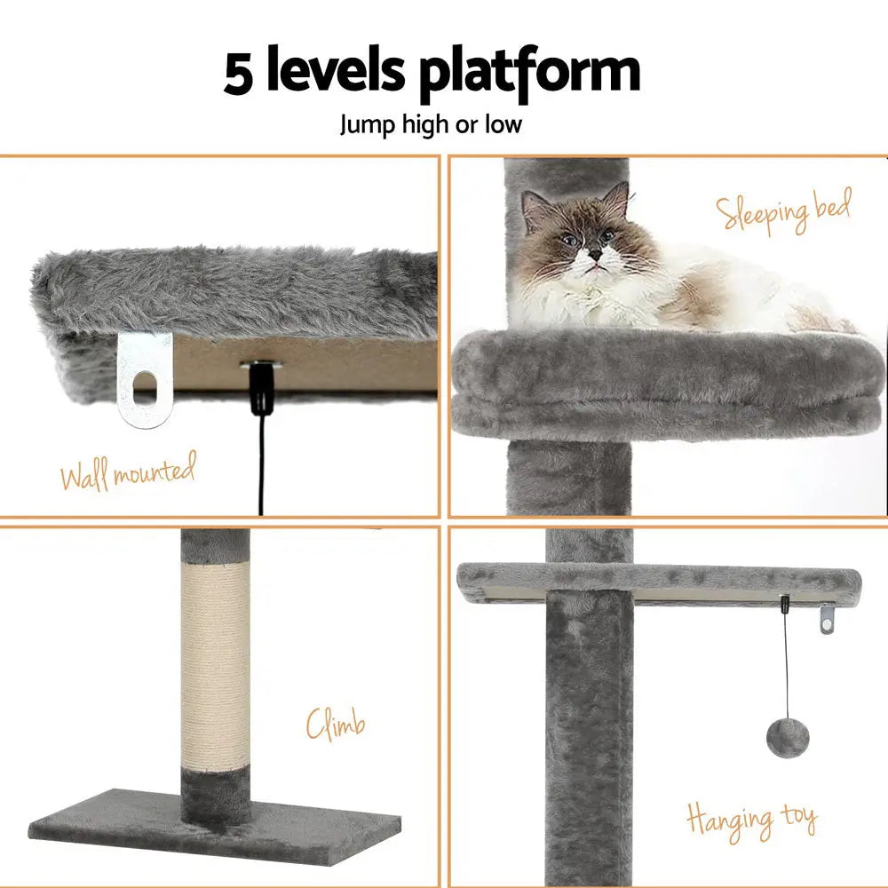 i.Pet Cat Tree 290cm Tower Scratching Post Scratcher Floor to Ceiling Cats Bed - Paws & Palettes