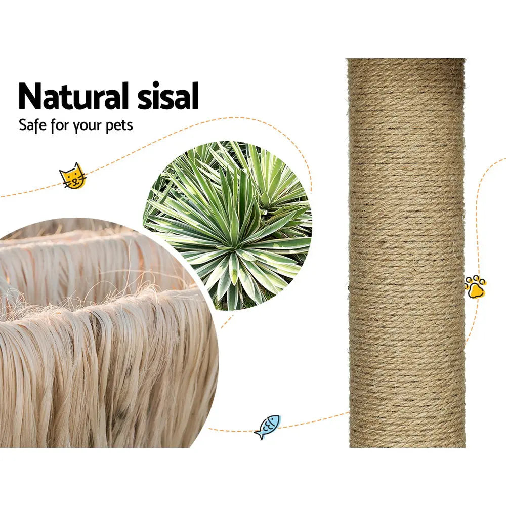 i.Pet Cat Tree 138cm Tower Scratching Post Scratcher Wood Bed Condo House Rattan Ladder - Paws & Palettes