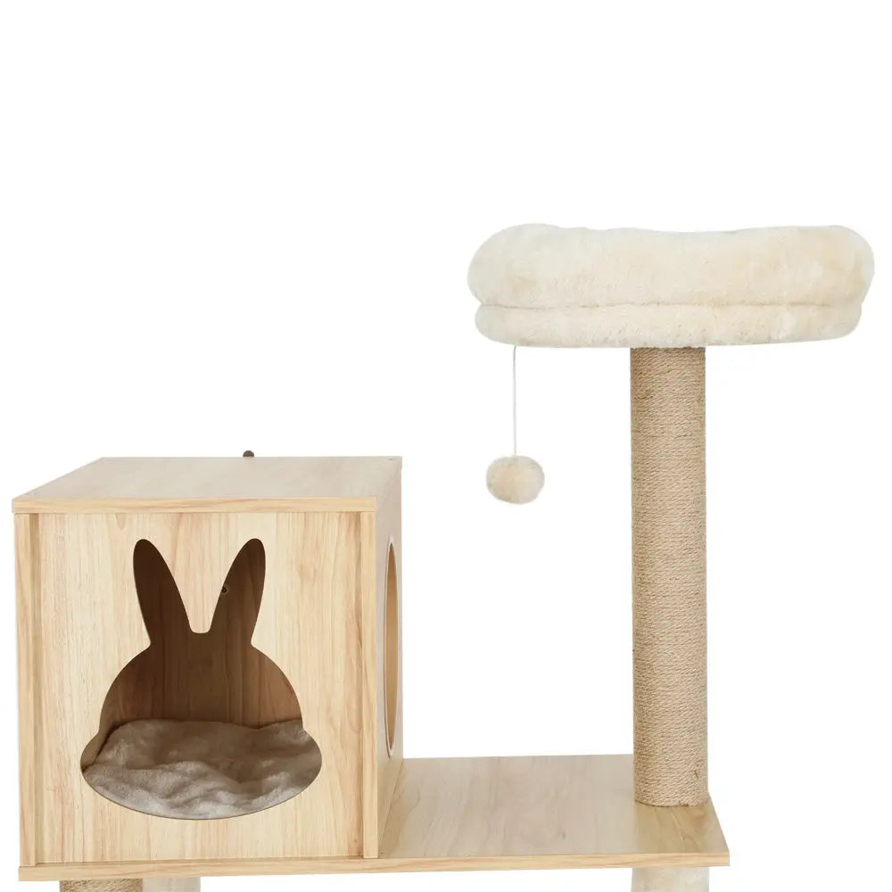 i.Pet Cat Tree 141cm Tower Scratching Post Scratcher Wood Bed Condo Toys House Ladder - Paws & Palettes