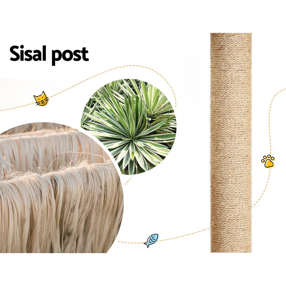 i.Pet Cat Tree 141cm Tower Scratching Post Scratcher Wood Bed Condo Toys House Ladder - Paws & Palettes