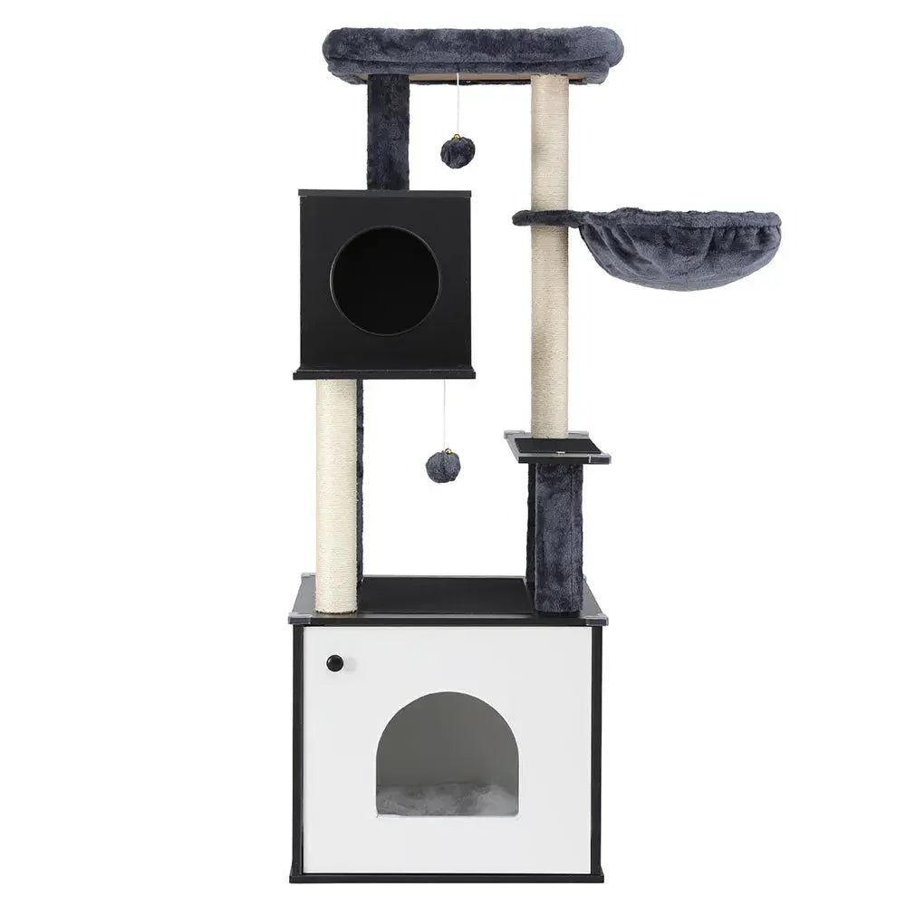 i.Pet Cat Tree Tower Scratching Post Scratcher 144cm Wood Bed Condo House Cabinet Dropshipzone