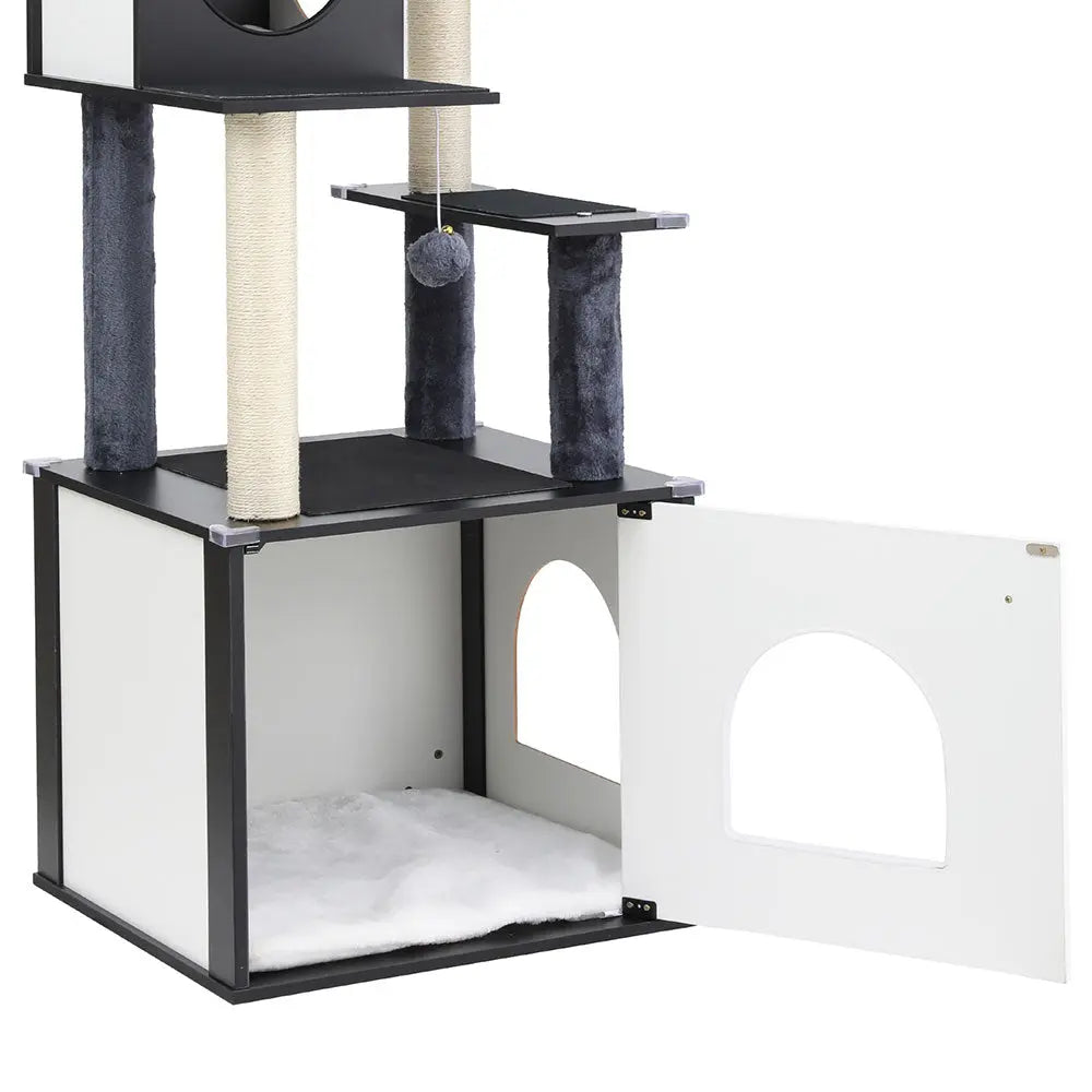 i.Pet Cat Tree Tower Scratching Post Scratcher 144cm Wood Bed Condo House Cabinet - Paws & Palettes
