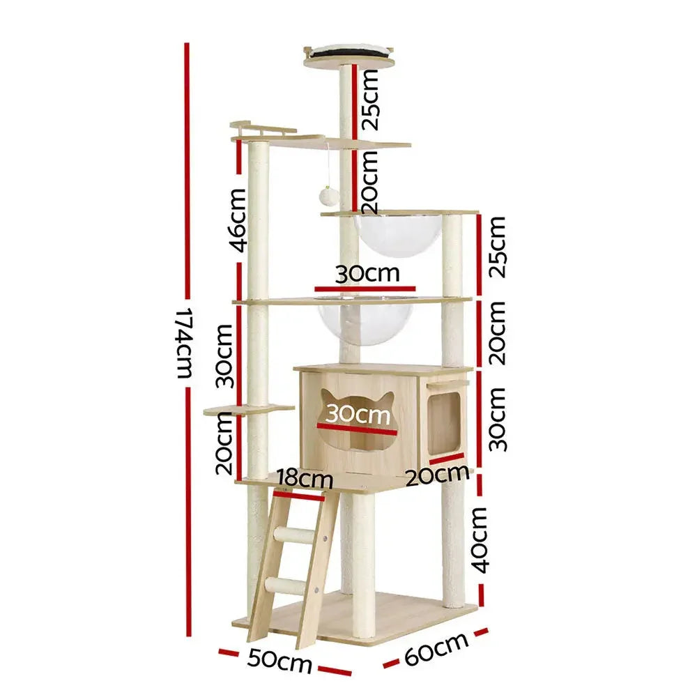 i.Pet Cat Tree Tower Scratching Post Scratcher 174cm Wood Bed Condo House Ladder Dropshipzone