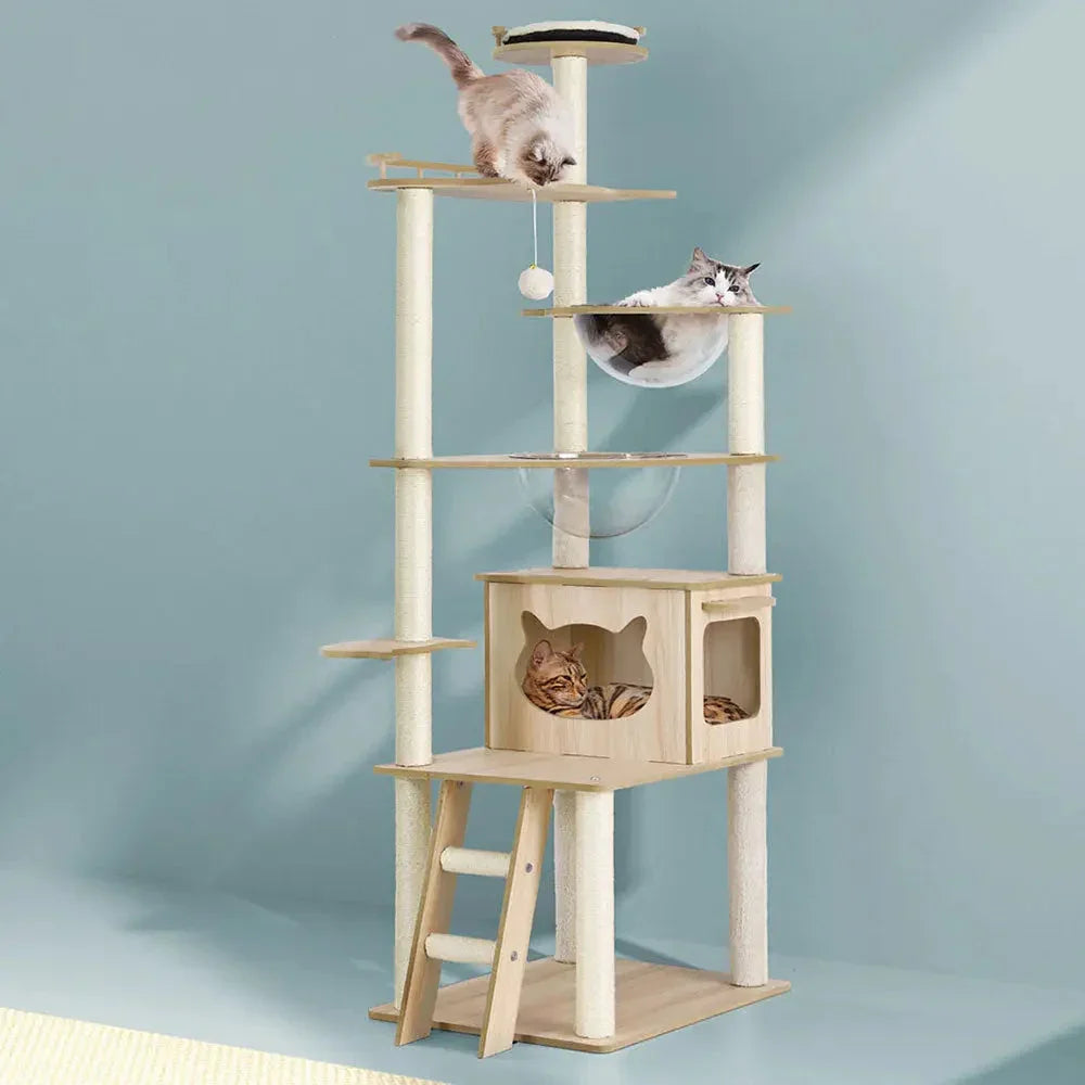 i.Pet Cat Tree Tower Scratching Post Scratcher 174cm Wood Bed Condo House Ladder Dropshipzone