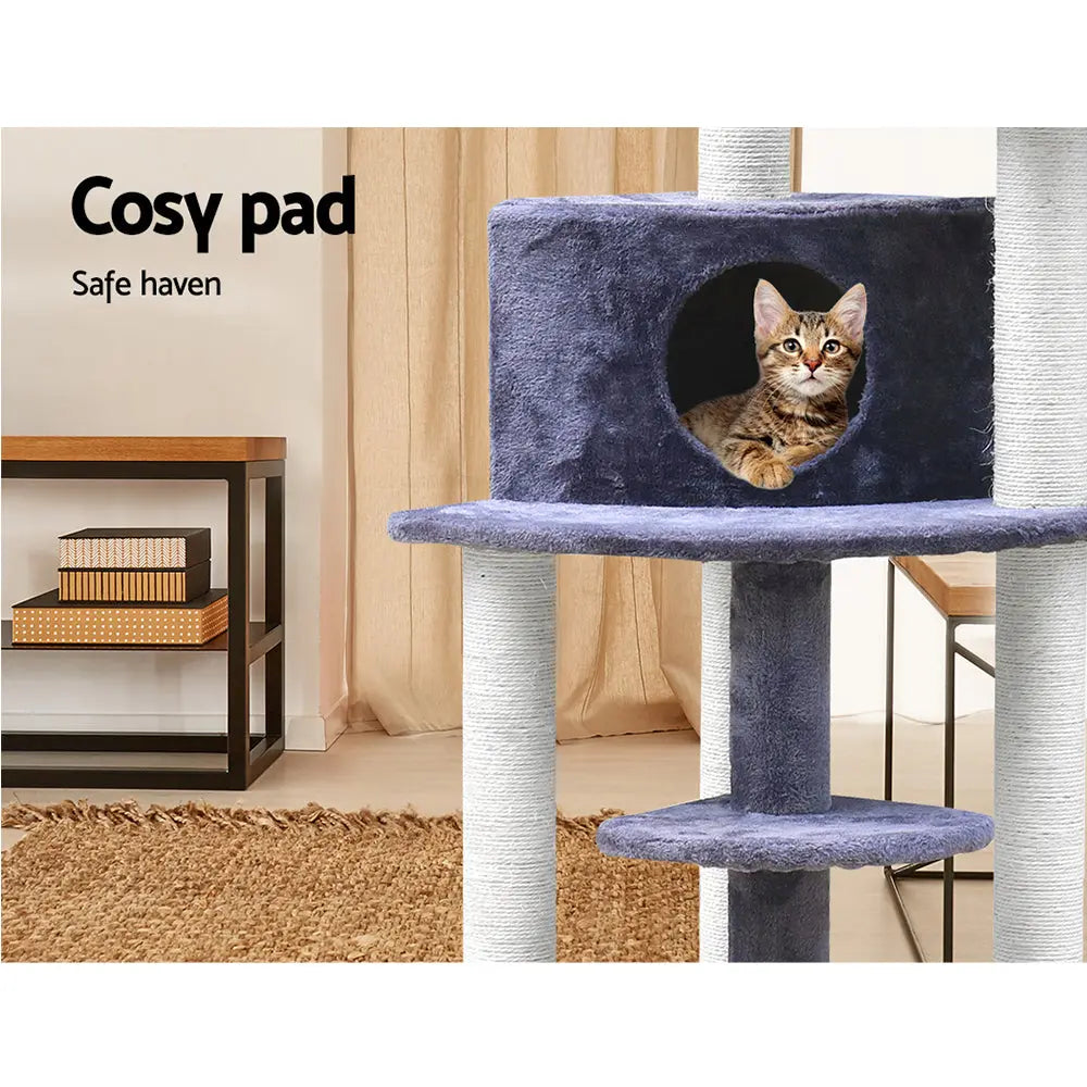 i.Pet Cat Tree 126cm Tower Scratching Post Scratcher Condo Trees House Grey - Paws & Palettes