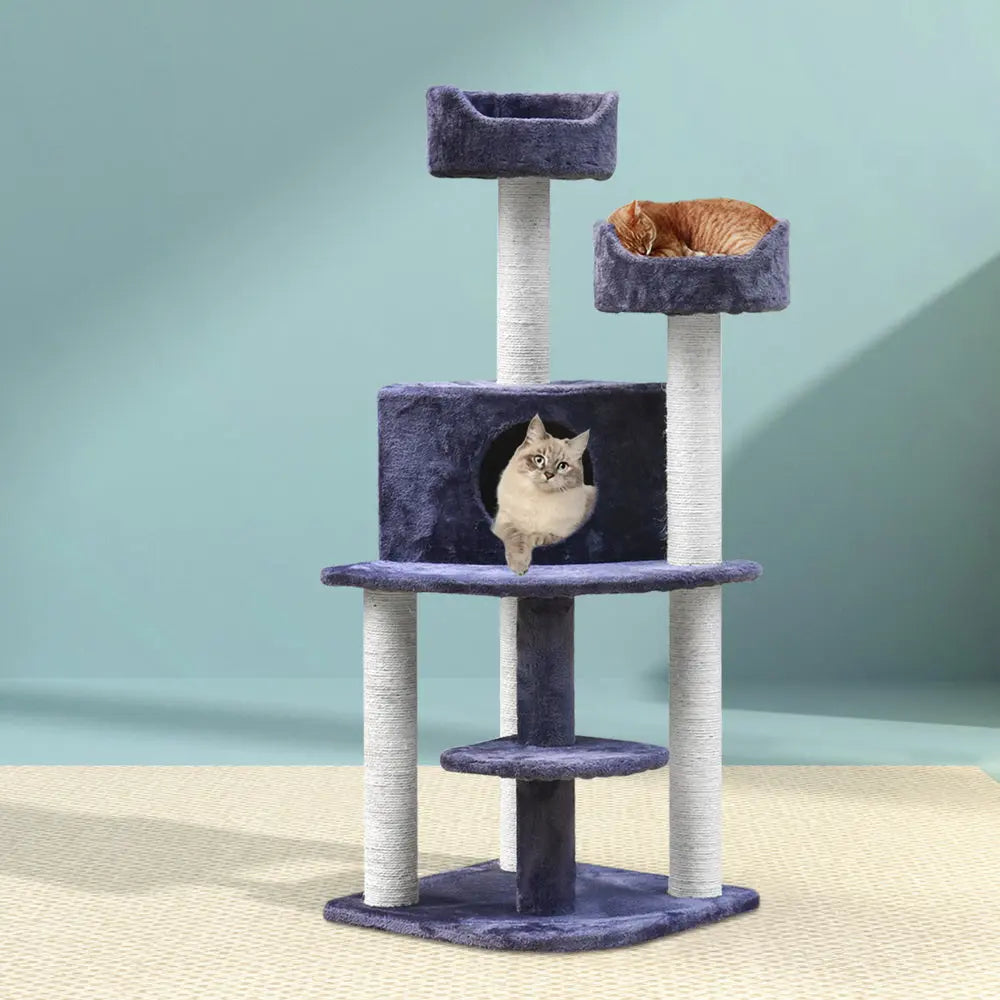 i.Pet Cat Tree 126cm Tower Scratching Post Scratcher Condo Trees House Grey - Paws & Palettes