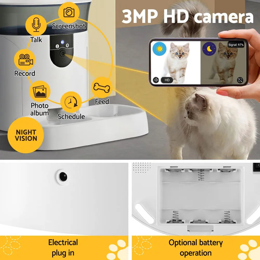 i.Pet Automatic Pet Feeder Dog Cat Camera Wifi Smart Food Dispenser Timer 7L APP - Paws & Palettes
