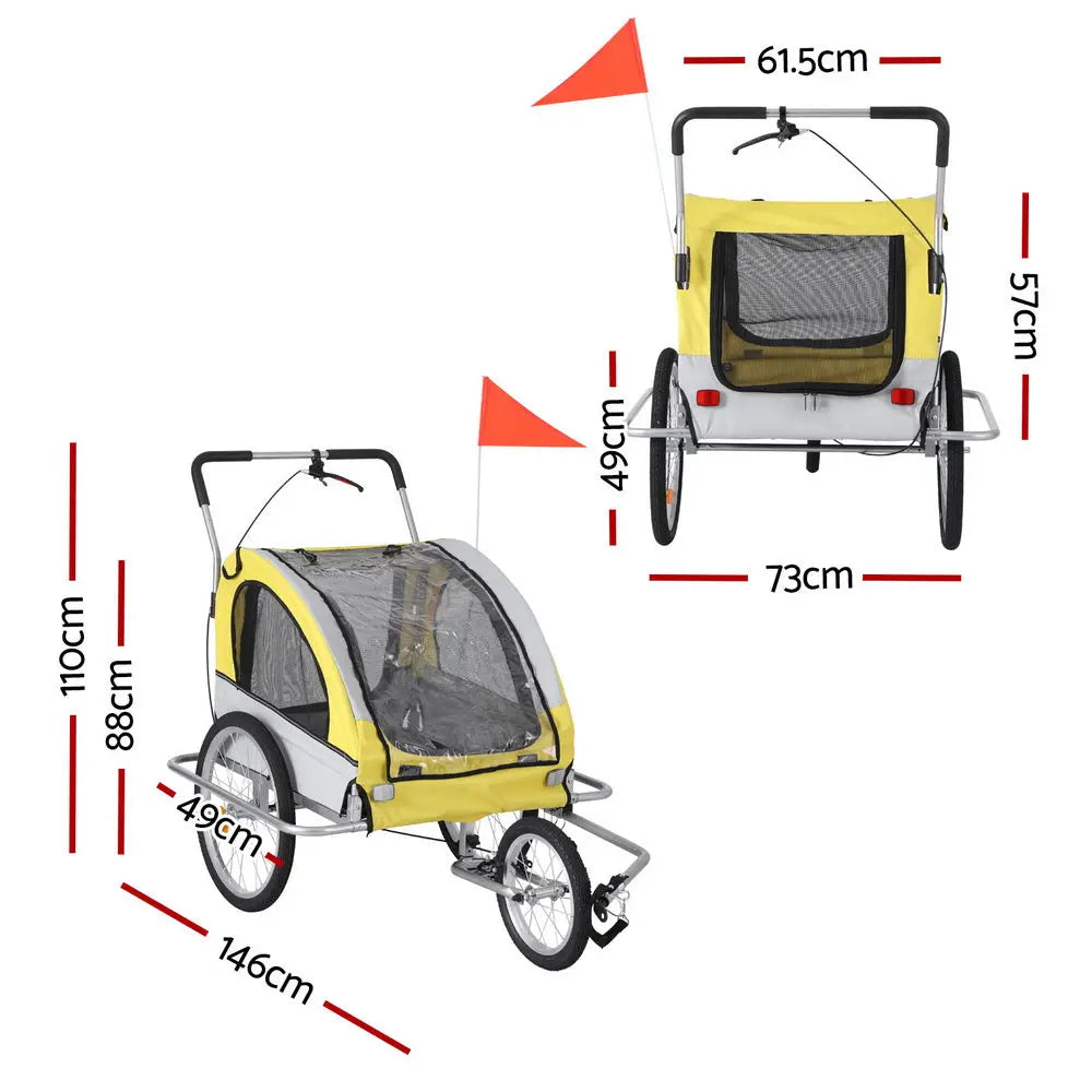 i.Pet Pet Bike Trailer Dog Stroller Pram Bicycle Large Travel Cycling Foldable - Paws & Palettes