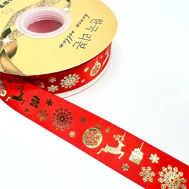 Ribbon Printed Christmas Design Decoration Gift Packing - Paws & Palettes