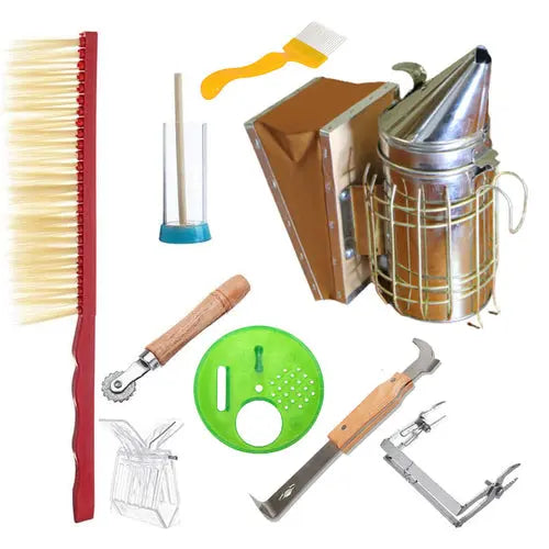 9Pcs Beekeeping Bee Hive Starter Kit for Professional and Beginner Beekeeper's - Paws & Palettes