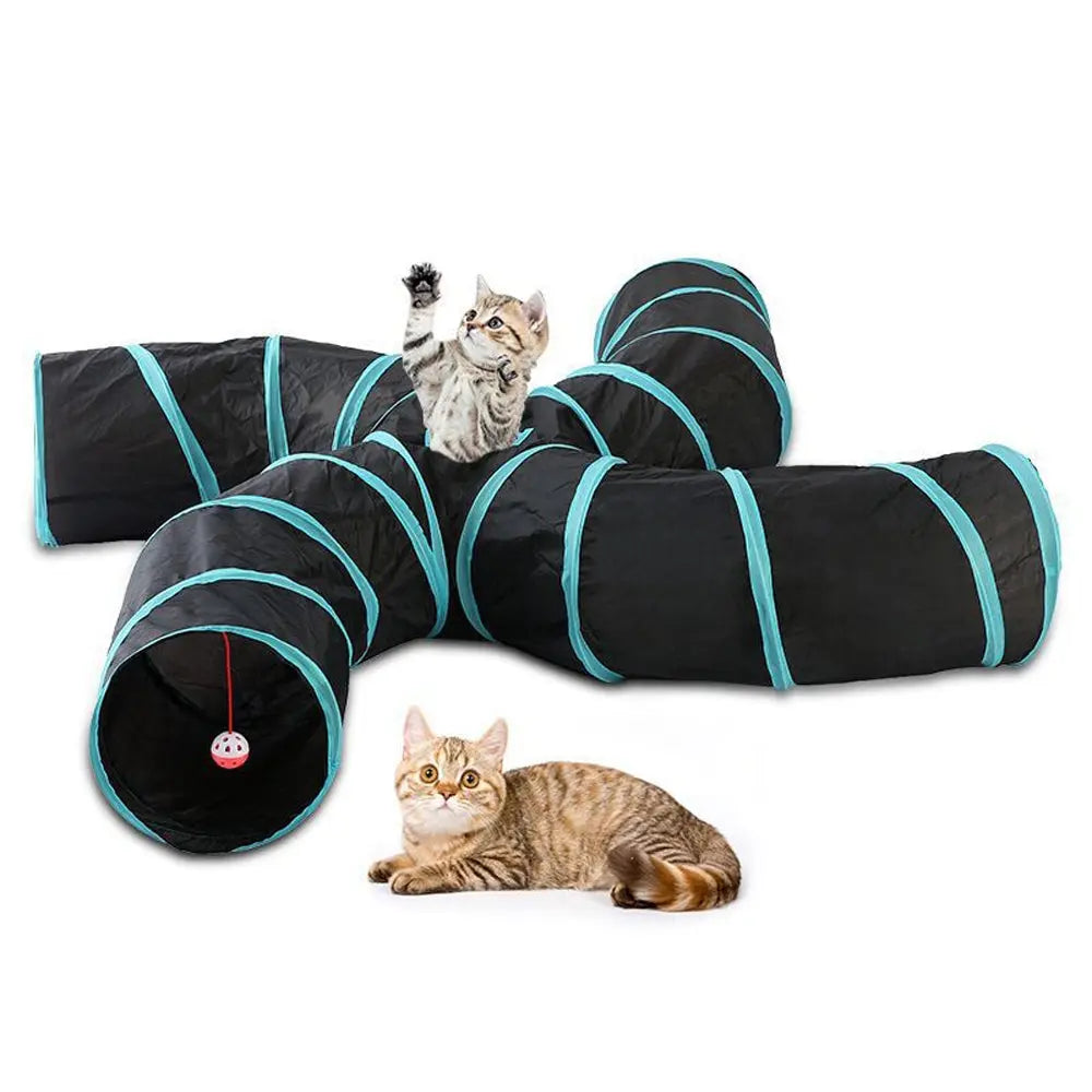 Pet Cat Kitten Puppy 4-Way Tunnel Play Toy Foldable Funny Exercise Tunnel Rabbit - Paws & Palettes