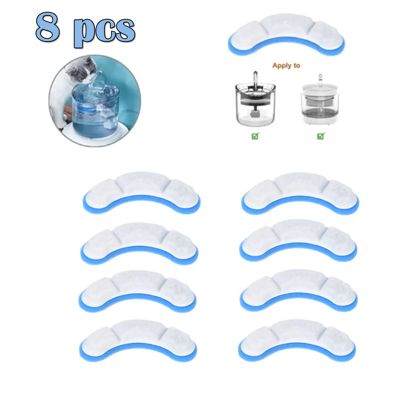 8PCS Filter Electric Pet Water Fountain Automatic Sensor Drinking Dispenser Filter - Paws & Palettes