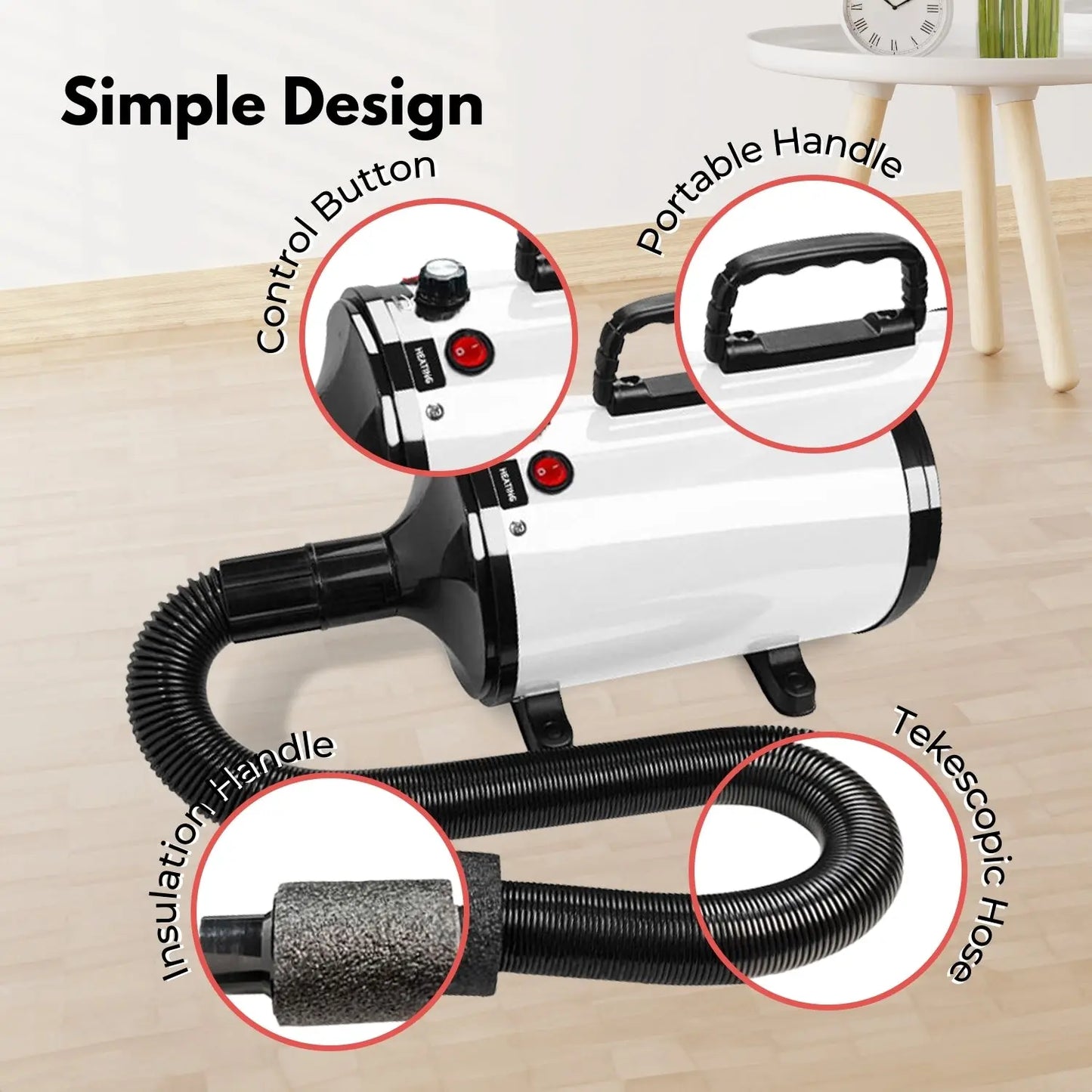 Floofi Pet Hair Dryer Advance Button Version (White) - Paws & Palettes