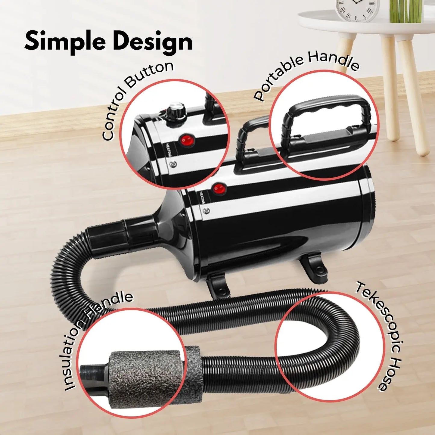 Floofi Pet Hair Dryer Advance Button Version (Black) - Paws & Palettes