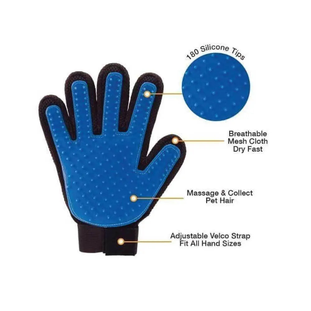 2in1 Pet Deshedding and Massage Glove - Dog or Cat Hair Grooming Right Hand Mitt - Paws & Palettes