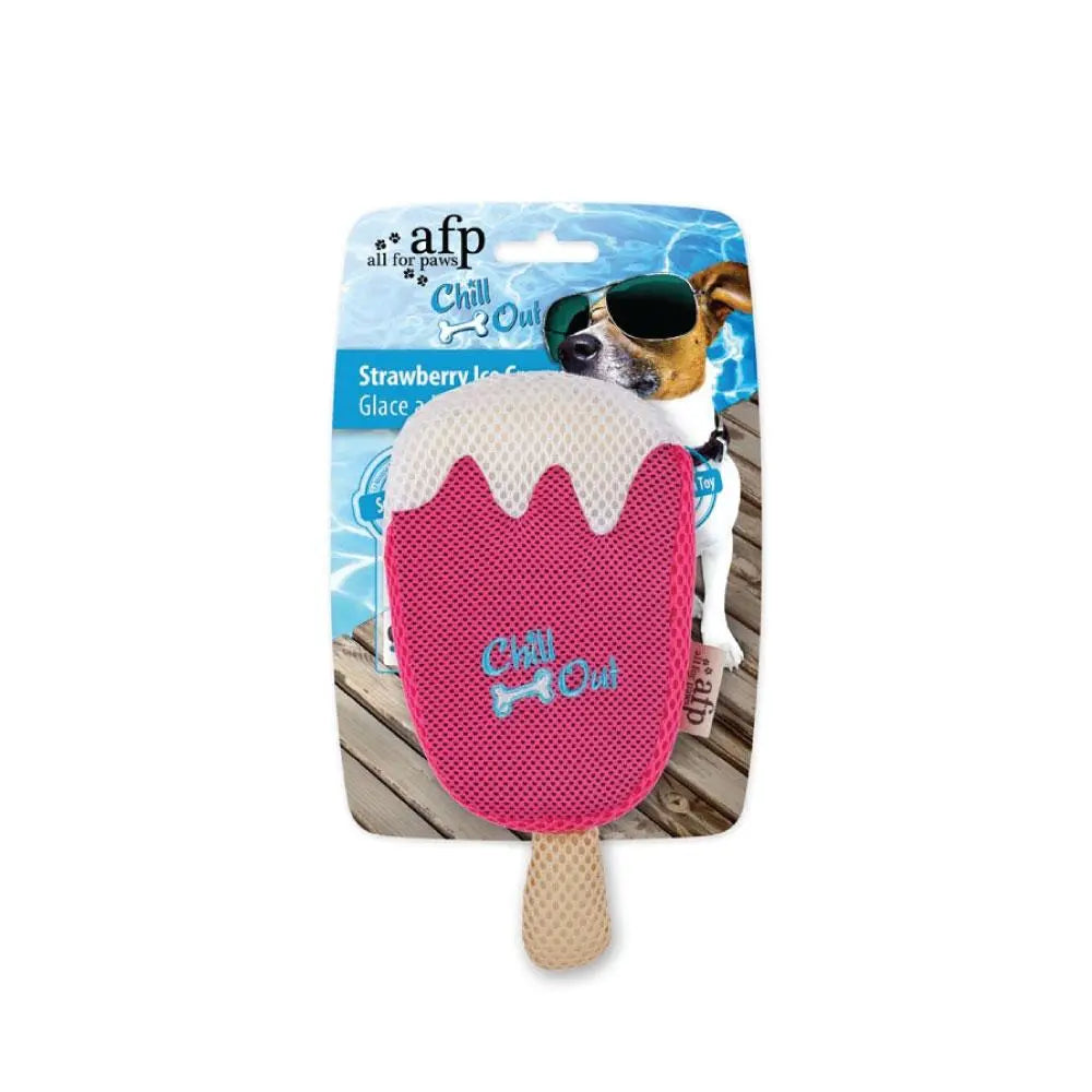 Dog Drinking Sponge Soak - Strawberry Ice Cream Shape Chew Play Toy AFP - Pink - Paws & Palettes