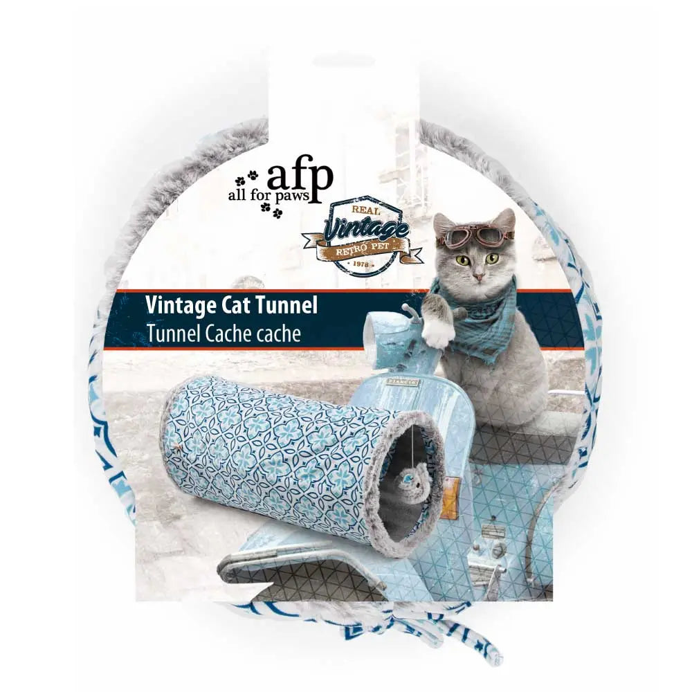 Cat Tunnel Crinkle Toys - Grey Hide + Play Teaser For Indoor + Outdoor Vintage - Paws & Palettes