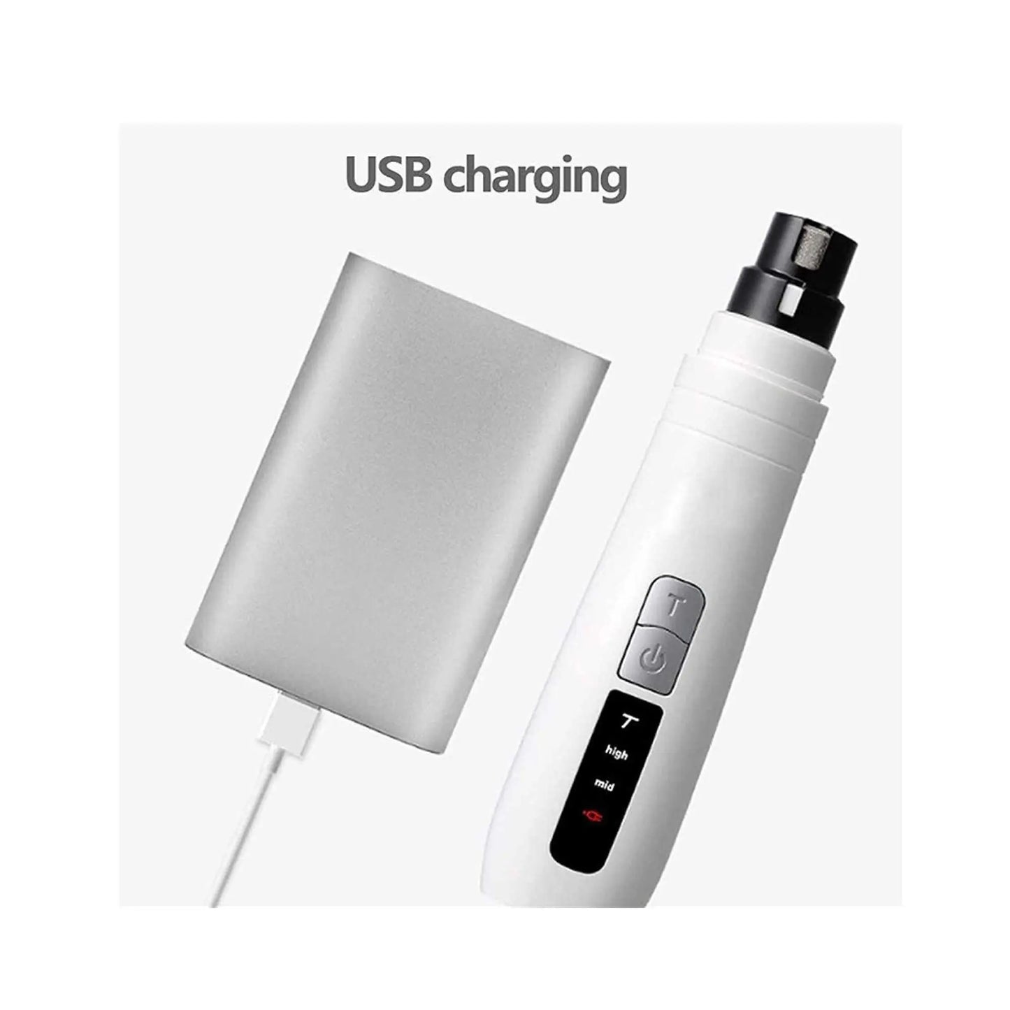 Pet Nail Grinder Dog Cat Electric Trimmer Turbo USB Rechargeable Claw Filer N9 - Paws & Palettes