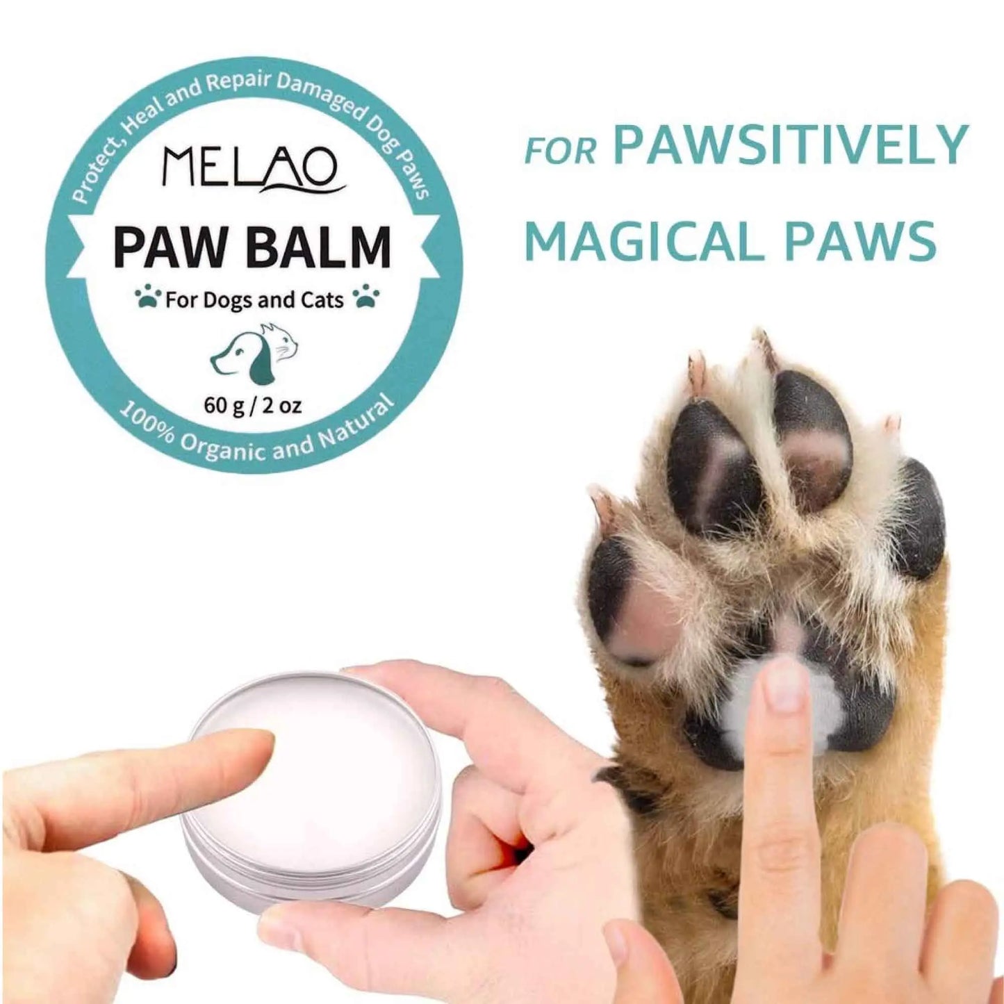 60g Pet Paw Balm - Dog or Cat Natural Organic Nose Soother Wax Ointment Cream - Paws & Palettes