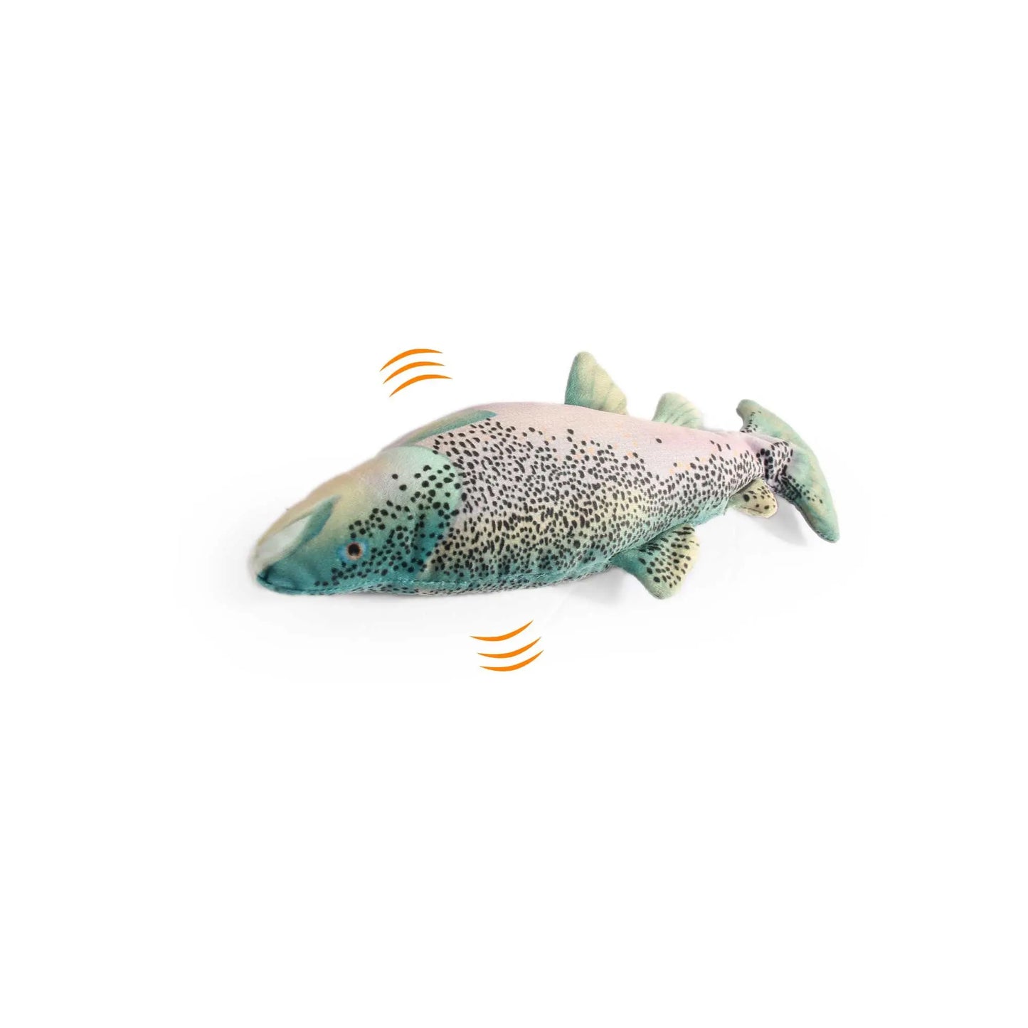 Jittering Trout Cat Toy - Flopping Dancing Fish + Catnip Silvervine Electric USB - Paws & Palettes