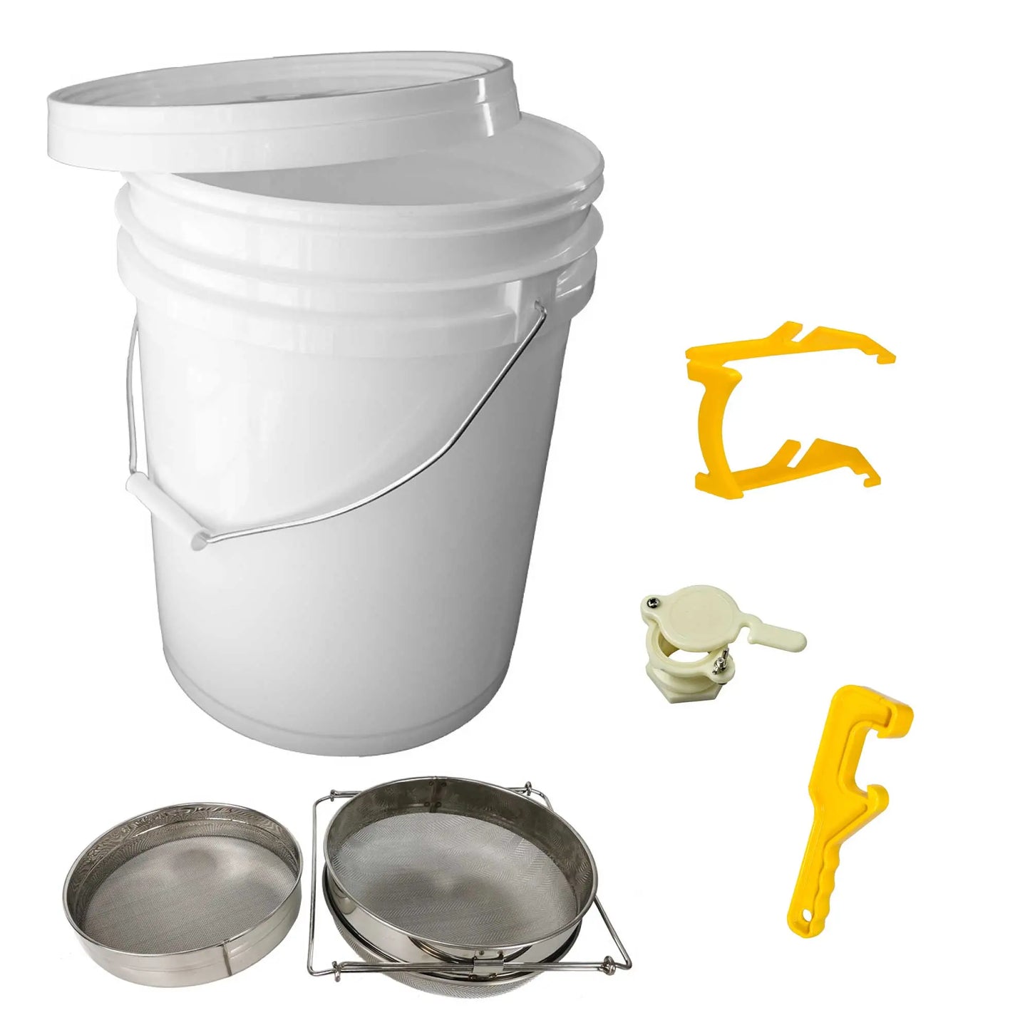 Beekeeping Tools Kit 5 Pcs - Honey Bee Hive Beekeeper Pail Pack - Paws & Palettes