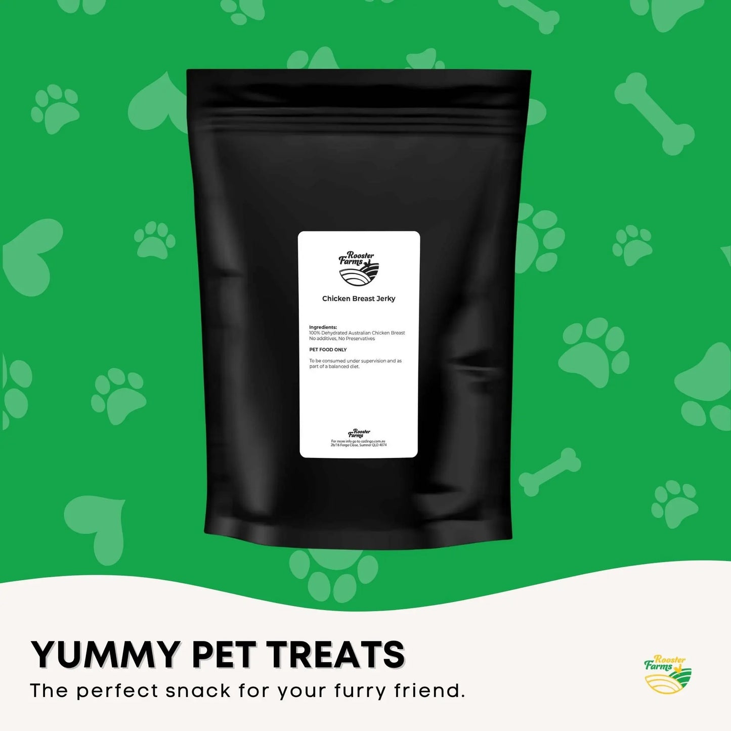 400g Dog Treat Chicken Breast Jerky - Dehydrated Australian Healthy Puppy Chew - Paws & Palettes