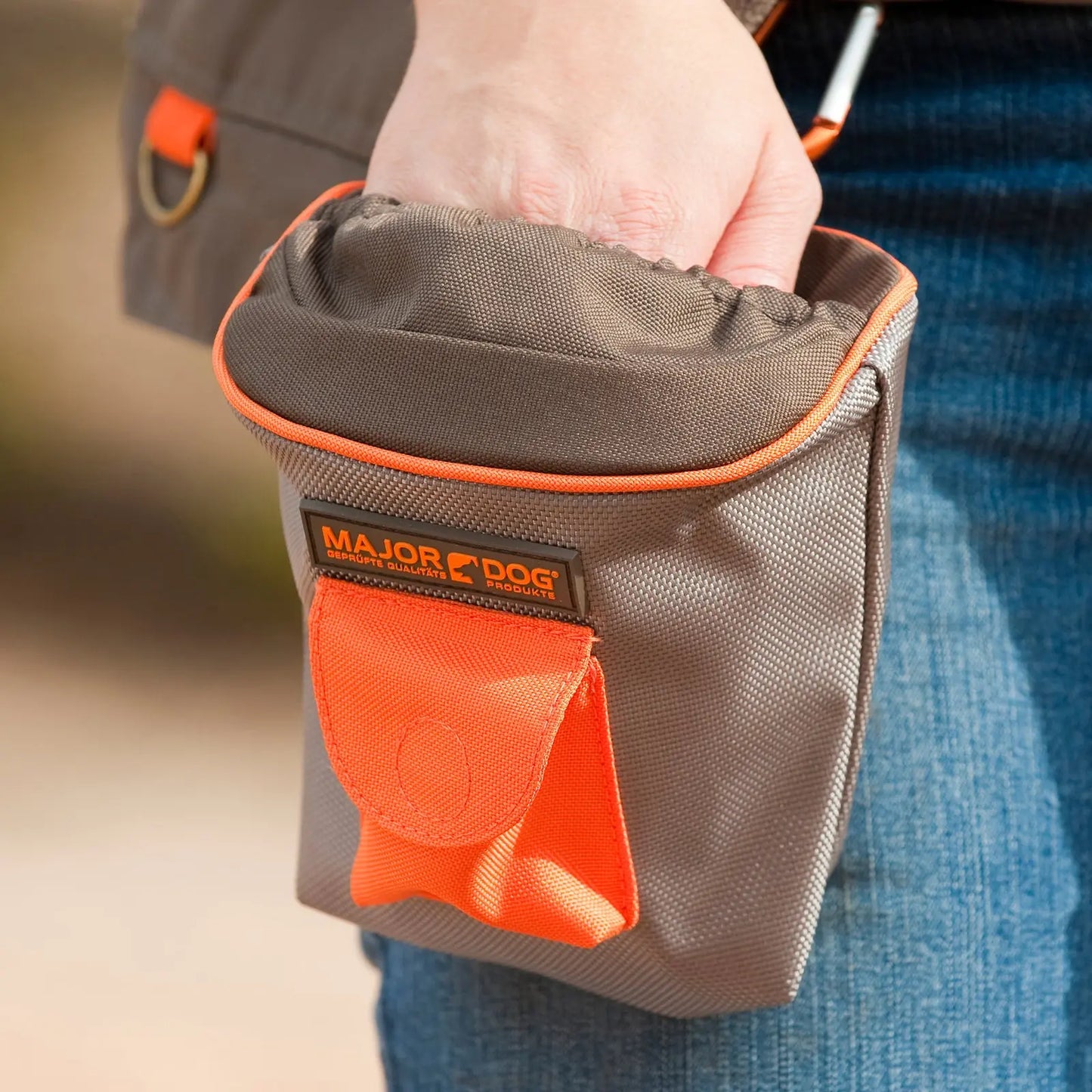 Major Dog Snack Treat Bag Grey/Orange Coloured - Paws & Palettes