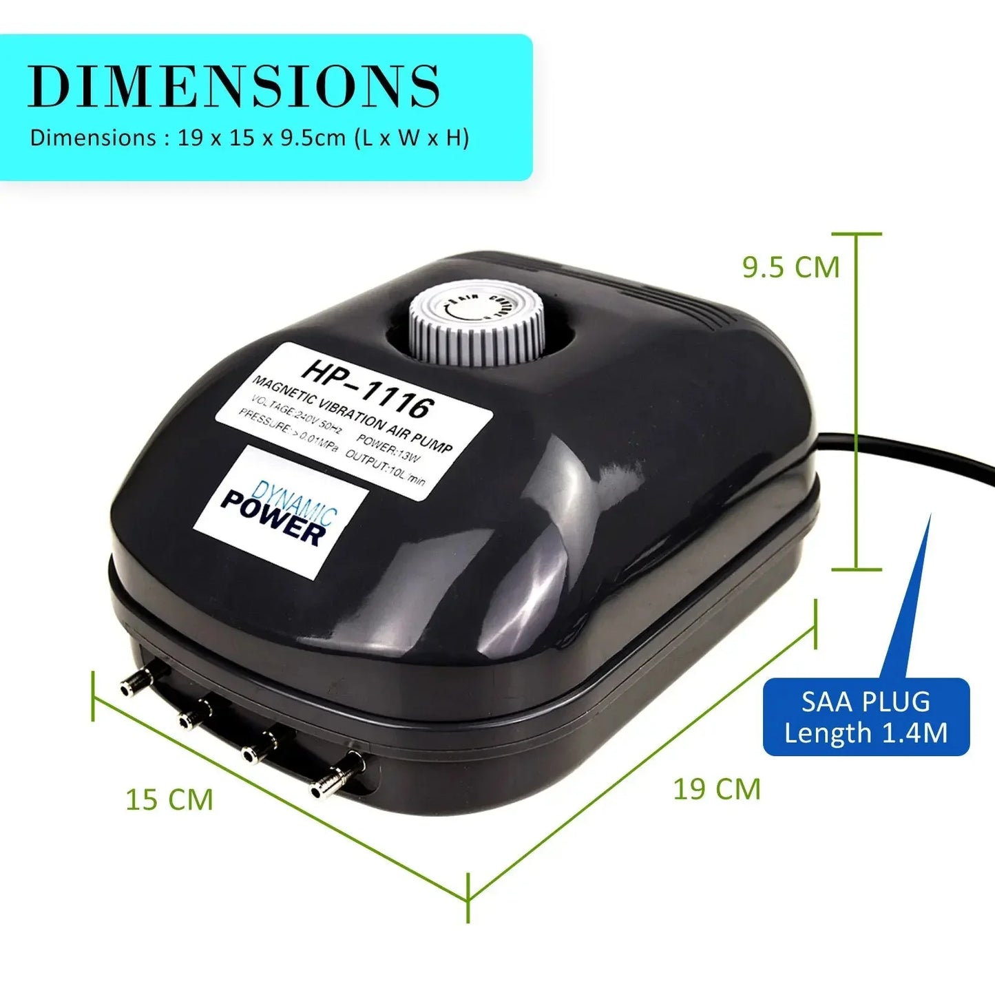 Aquarium Air Pump Oxygen Hydroponic 4 Outlet 360L/H 13W Dropshipzone