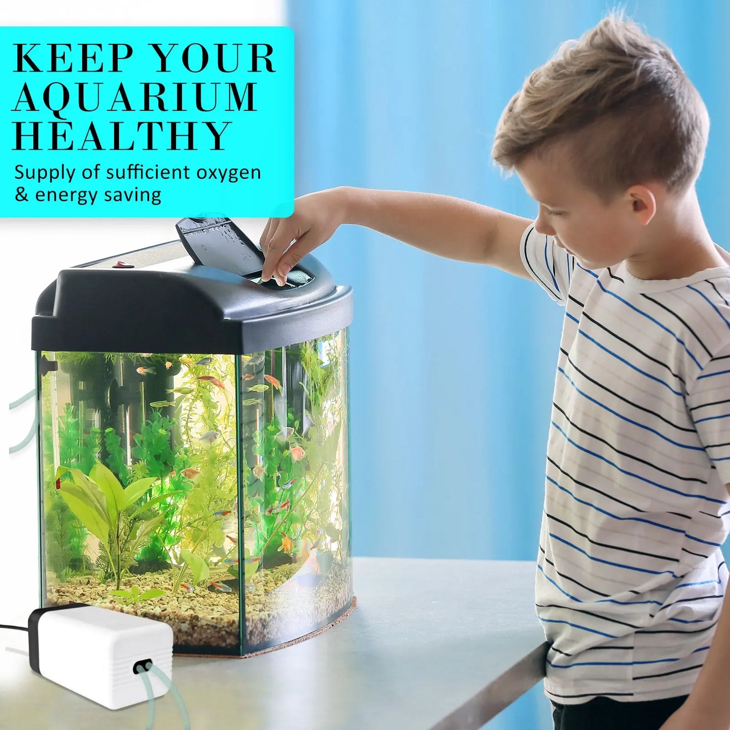 Aquarium Air Pump Oxygen Hydroponic 2 Outlet 180L/H 4W - Paws & Palettes
