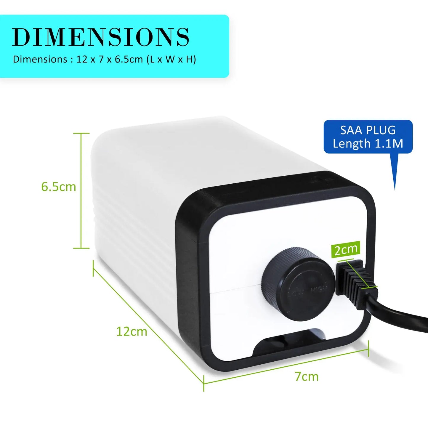 Aquarium Air Pump Oxygen Hydroponic 2 Outlet 180L/H 4W - Paws & Palettes