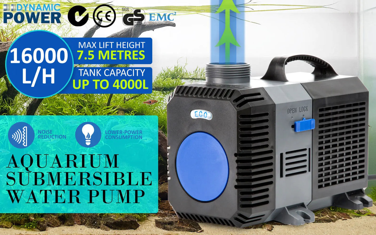 Combo Aquarium Garden Filter 10000L/H + Submersible Water Pump 16000L/H - Paws & Palettes