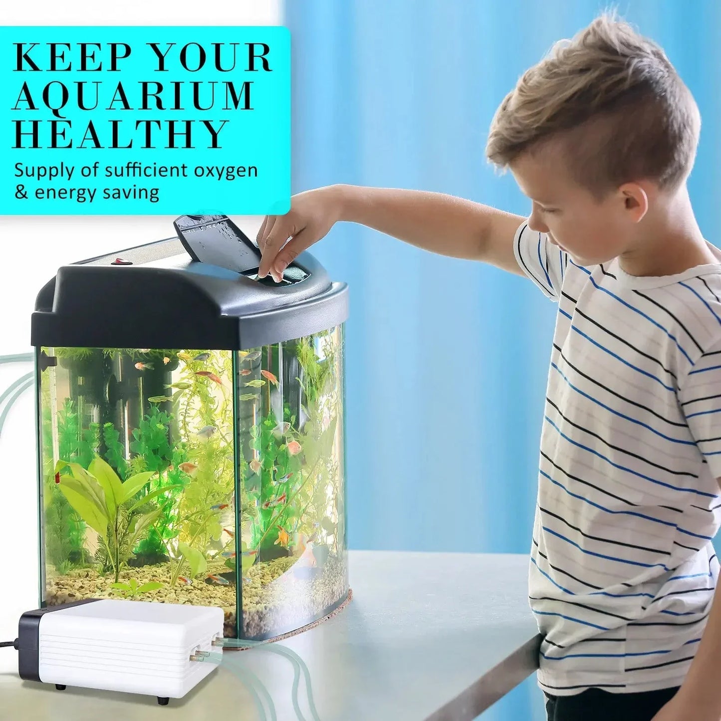 Aquarium Air Pump Oxygen Hydroponic 4 Outlet 670L/H 8W WHITE Dropshipzone