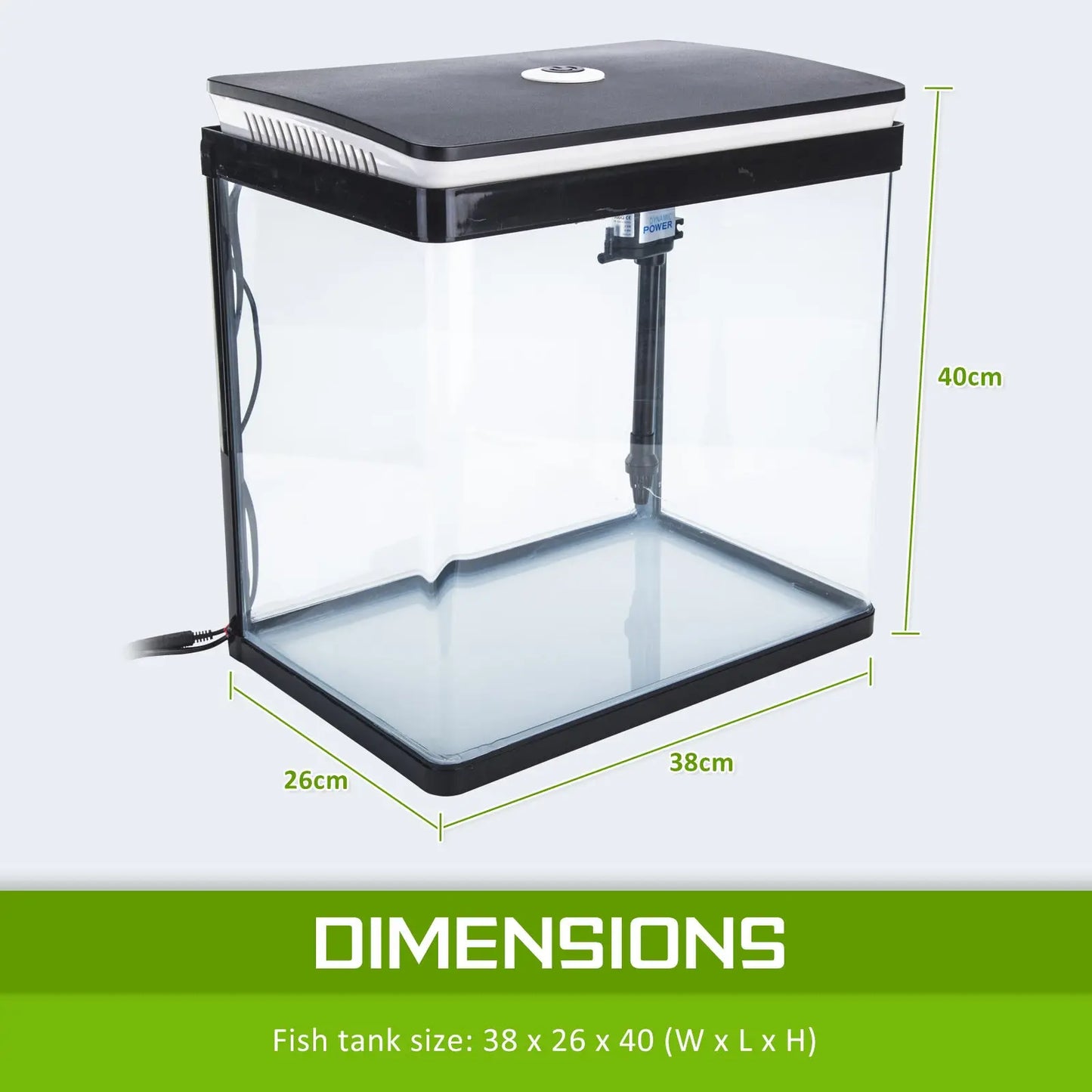 Aquarium Curved Glass RGB LED Fish Tank Set Filter Pump 30L - Paws & Palettes
