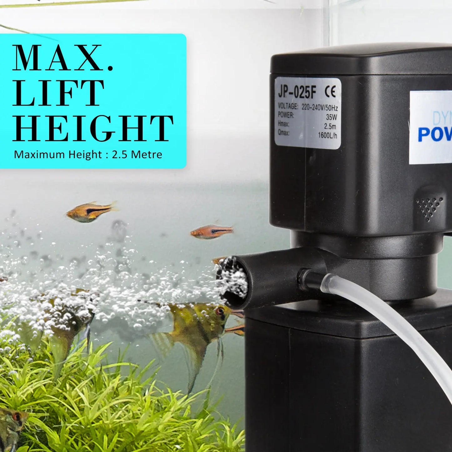 Aquarium Submersible Filter Pond Pump 1600L/H 35W 2.5m - Paws & Palettes