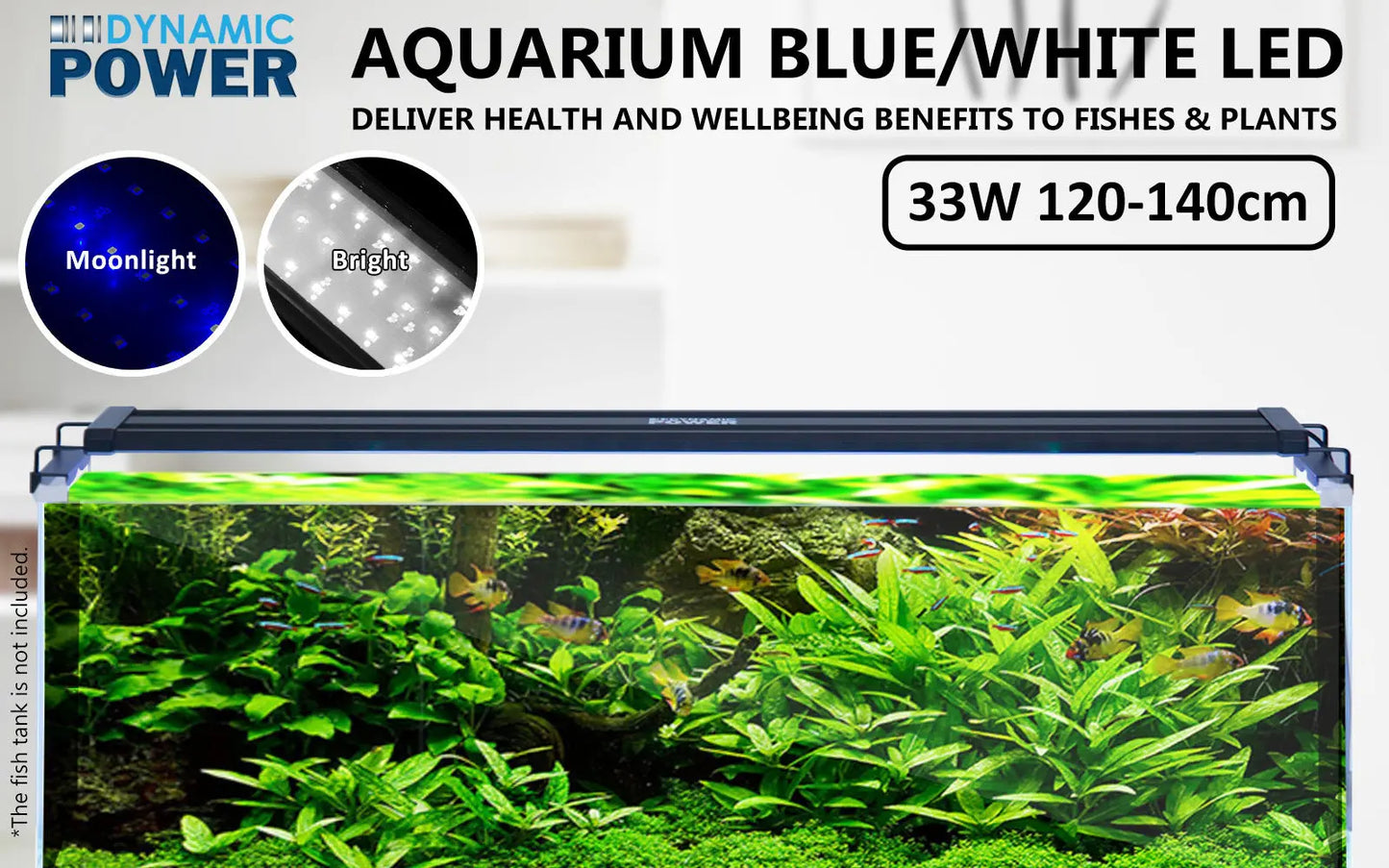 33W Aquarium Blue White LED Light for Tank 120-140cm - Paws & Palettes