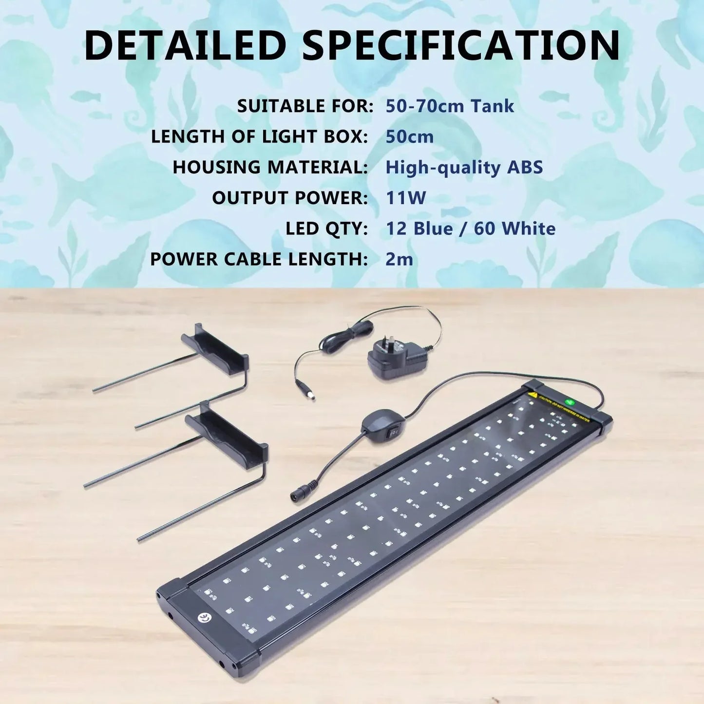 11W Aquarium Blue White LED Light for Tank 50-70cm Dropshipzone