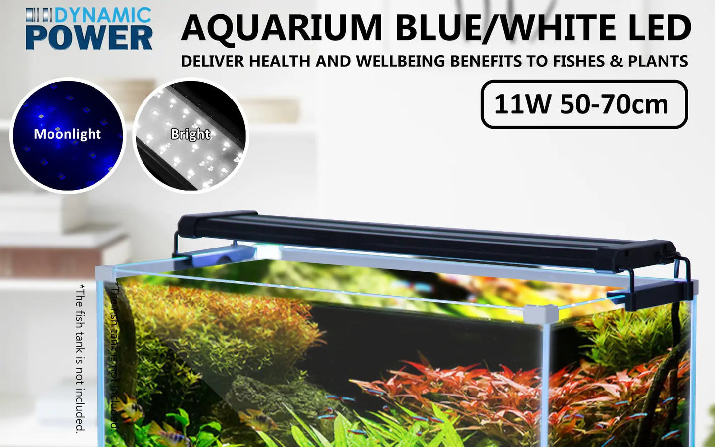 11W Set 2 Aquarium Blue White LED Light for Tank 50-70cm - Paws & Palettes