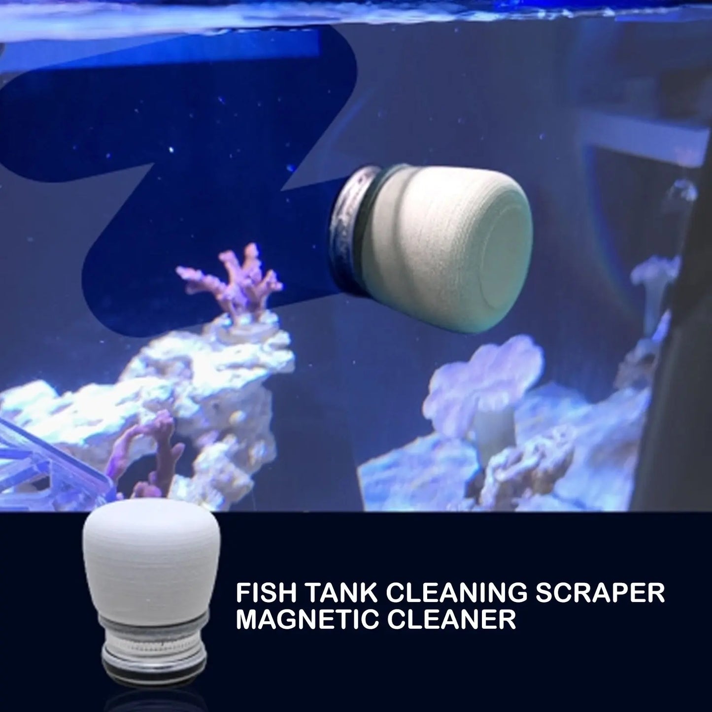 Fish Tank Corner Moss Magnet Scraper Glass Algae Cleaner Magnetic Scrubber GREY - Paws & Palettes