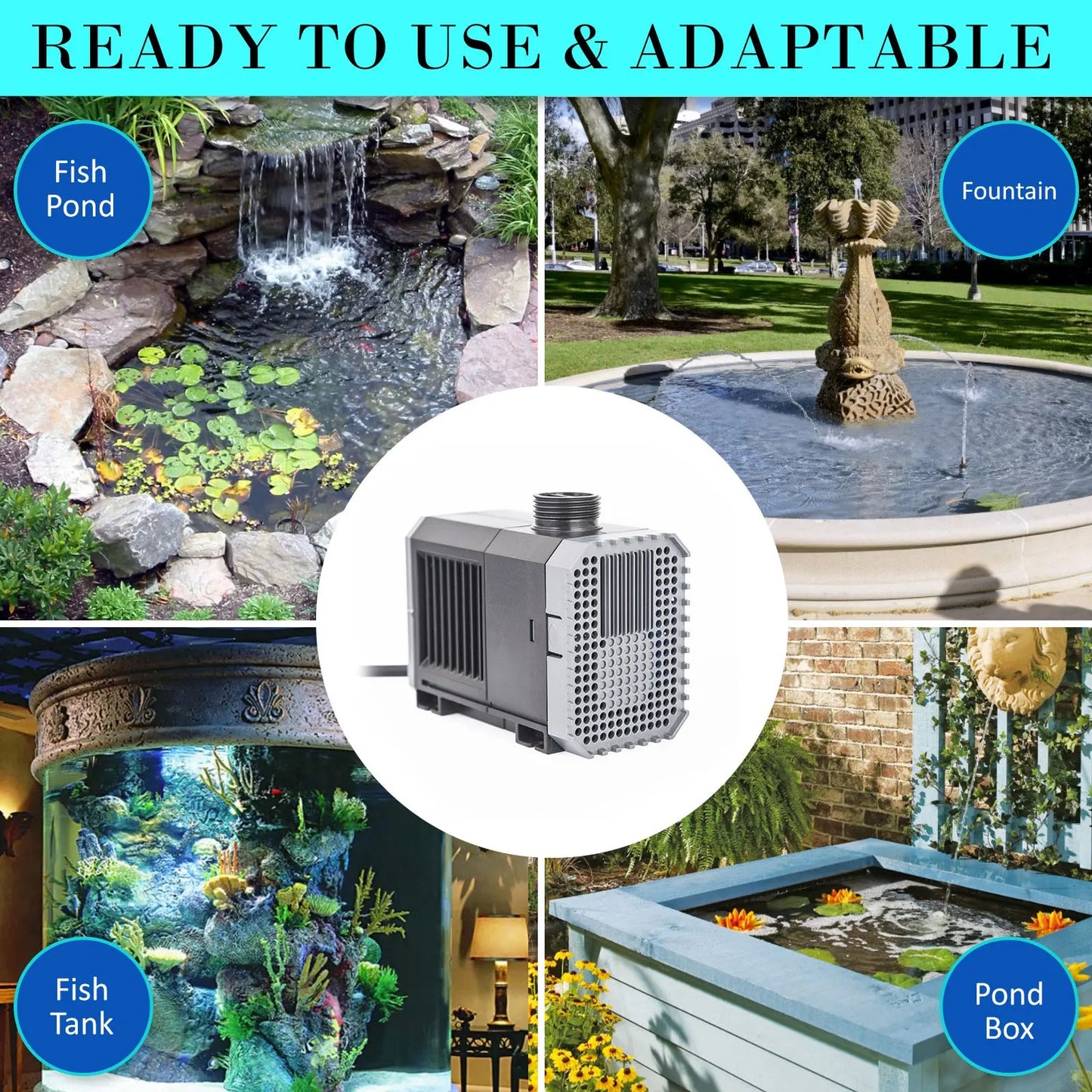 Aquarium Submersible Pond Water Pump 5000L/H 80W 3.8m - Paws & Palettes
