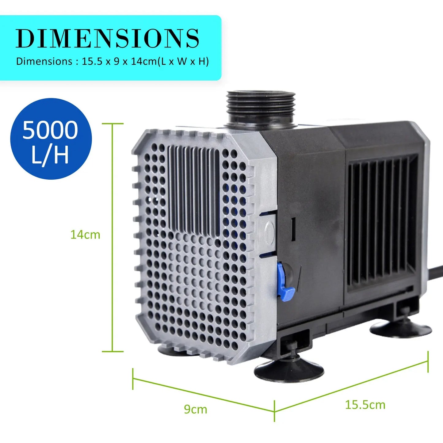 Aquarium Submersible Pond Water Pump 5000L/H 80W 3.8m - Paws & Palettes
