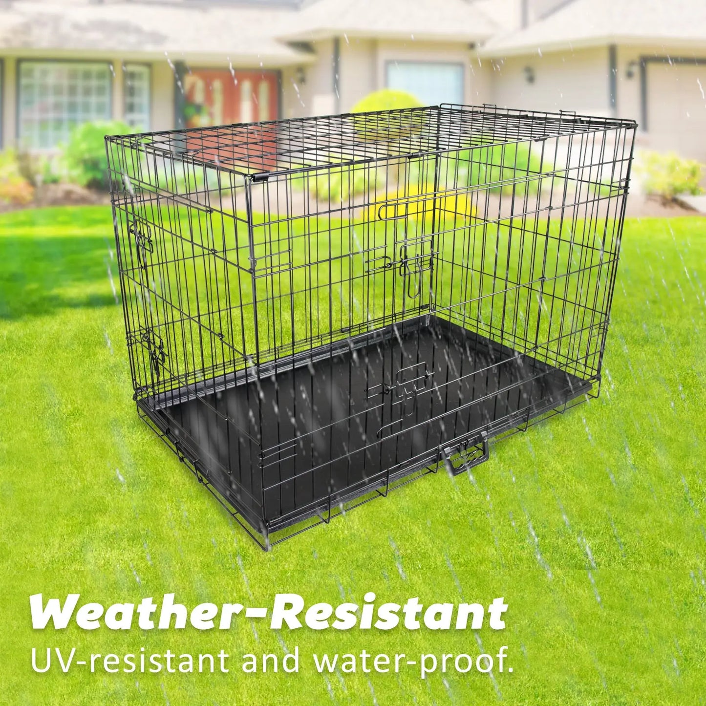 Wire Dog Cage Foldable Crate Kennel 24in with Tray - Paws & Palettes
