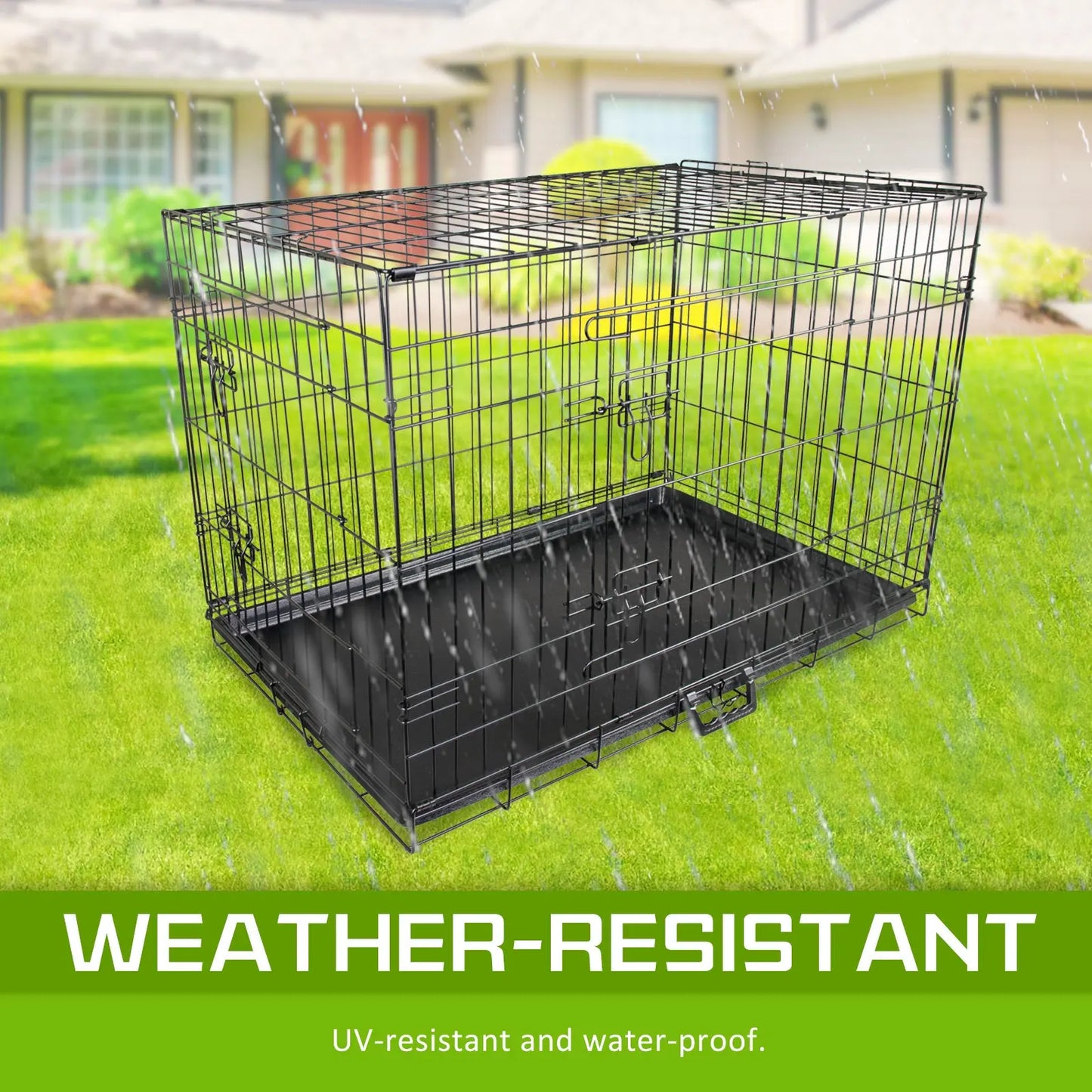 Wire Dog Cage Foldable Crate Kennel 36in with Tray - Paws & Palettes