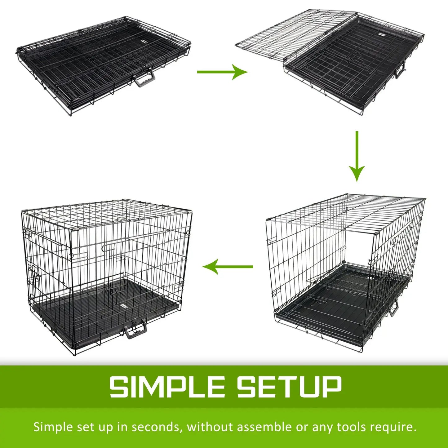 Wire Dog Cage Foldable Crate Kennel 36in with Tray - Paws & Palettes
